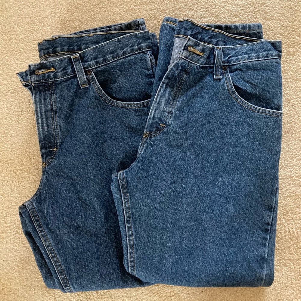 Two Pairs of Men’s Wrangler Stonewashed Blue Jeans 34X28